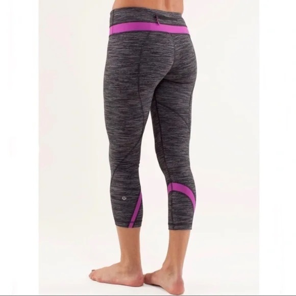 Lululemon Soul Cycle Run Inspire Crop II Space Dye Ultra Violet Leggings Size 4 - Picture 2 of 10